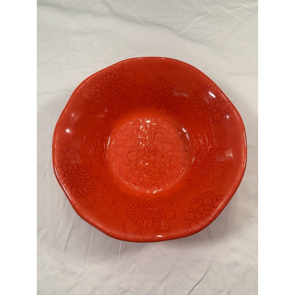 12 In Red Melamine Bowl For Decoration Or Parties Dishwasher‎ Safe Flower Design